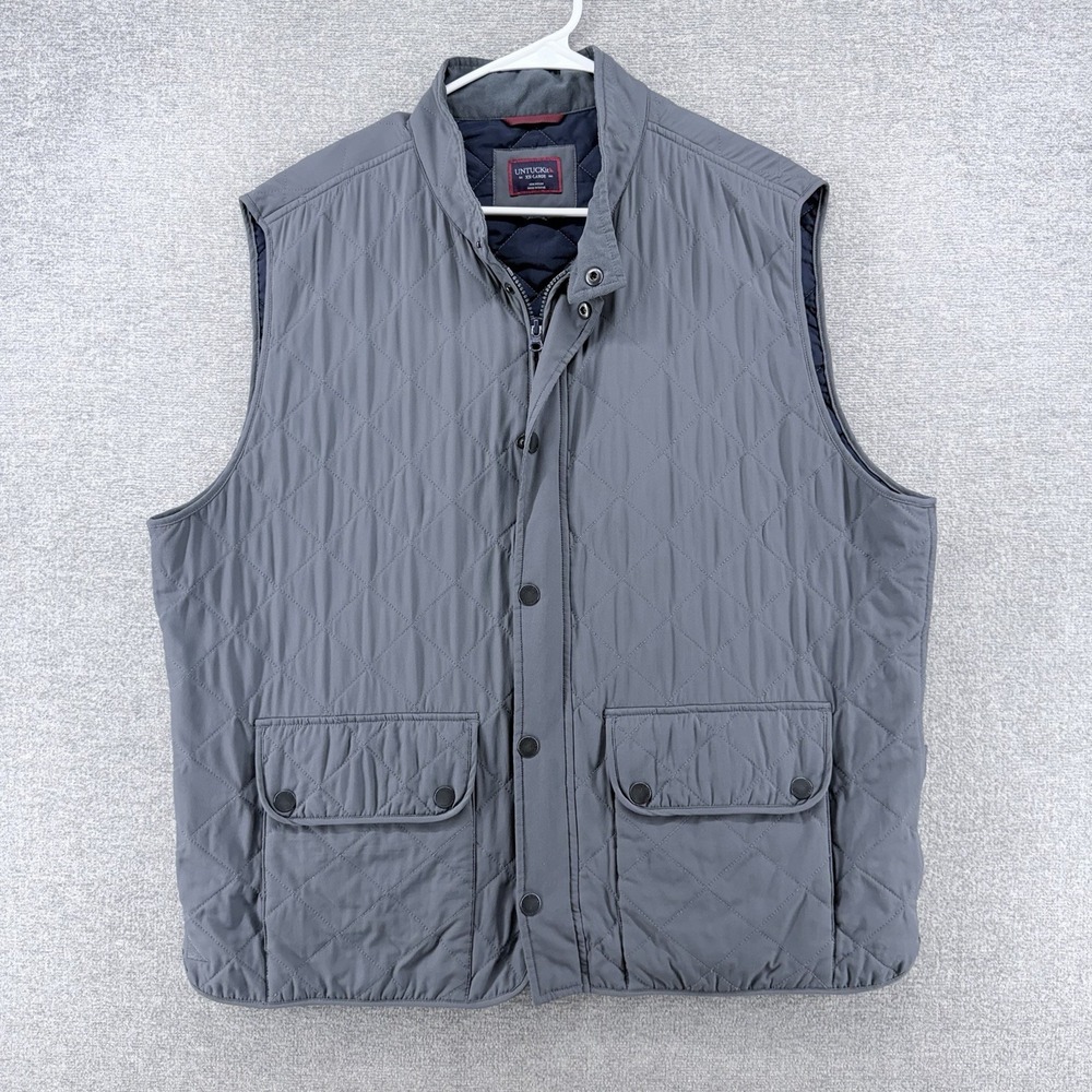UNTUCK it Woodcrest Vest Men Size XXL Gray Quilted Full Zip